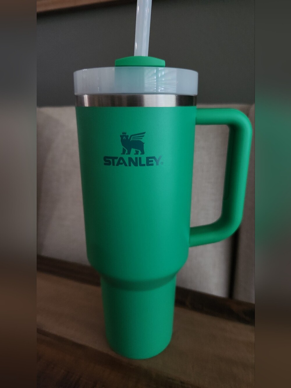 Stanley 40 Oz Green Insulated Tumbler with Handle and Straw Lid